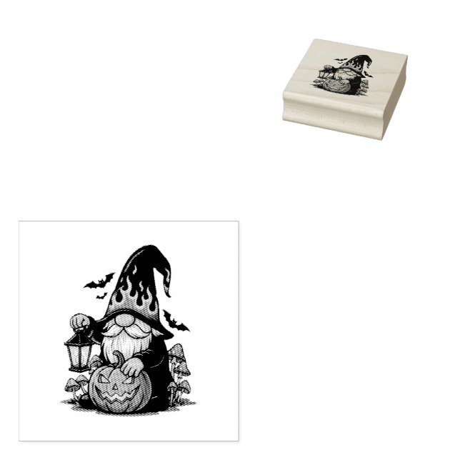 Halloween Gnome Wood Art Stamp (Stamped)