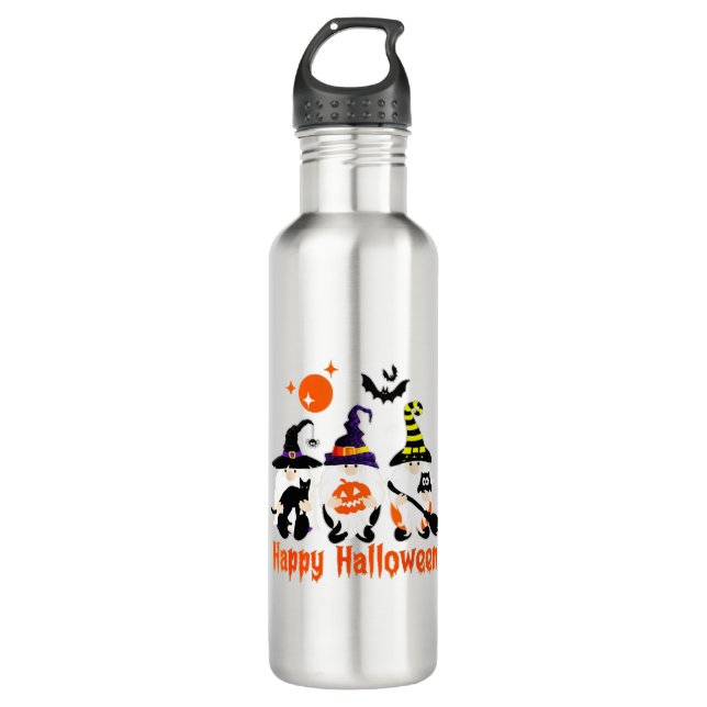 Halloween Gnomes Cute Autumn Pumpkin Fall 710 Ml Water Bottle (Front)