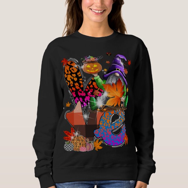Halloween Gnomes Cute Autumn Pumpkin Fall Funny Ho Sweatshirt (Front)