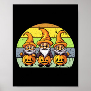 Halloween Gnomes Cute Autumn Pumpkin Fall Holiday  Poster