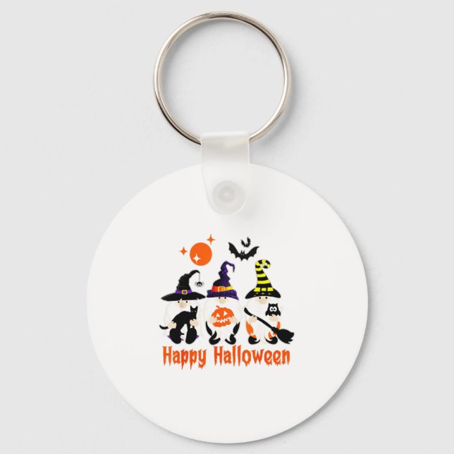 Halloween Gnomes Cute Autumn Pumpkin Fall Key Ring (Front)