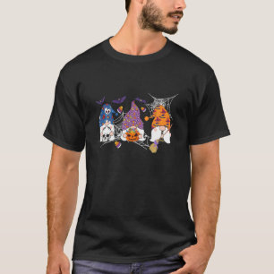 Halloween Gnomes Cute Autumn Pumpkin Fall Skull Ho T-Shirt