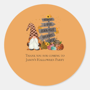 Halloween Gnomes, Fall, Pumpkins, Halloween Party Classic Round Sticker