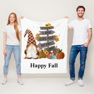 Halloween Gnomes, Happy Fall, Pumpkins, Hayrides Fleece Blanket