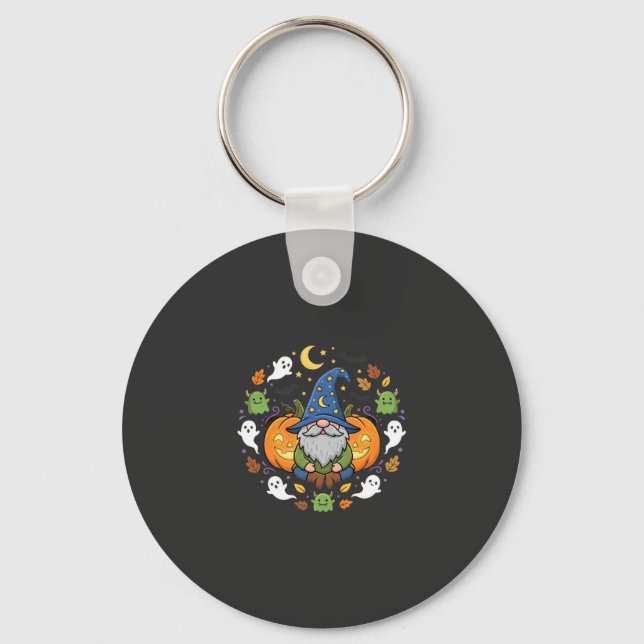 Halloween Gnomes Pumpkin Magic Design Key Ring (Front)