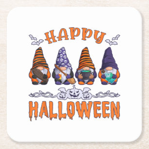Halloween Gnomes Square Paper Coaster