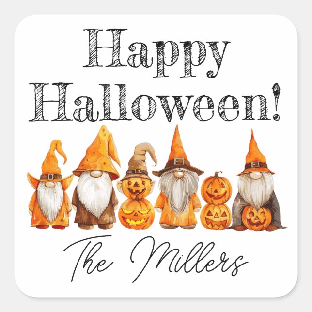 Halloween Gnomes Square Sticker (Front)