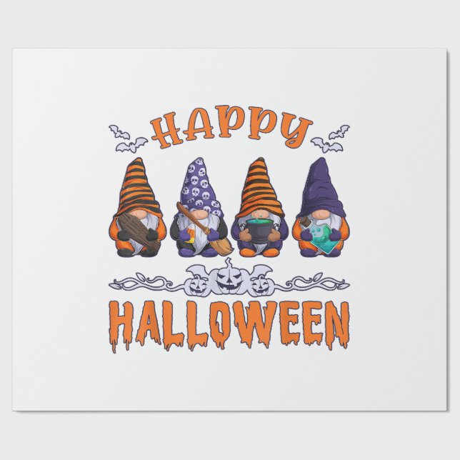 Halloween Gnomes Wrapping Paper (Flat)
