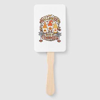 Halloween Gnomies Pumpkin Spider Web Bats_1 Hand Fan