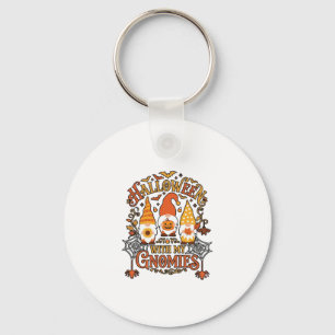 Halloween Gnomies Pumpkin Spider Web Bats_1 Key Ring