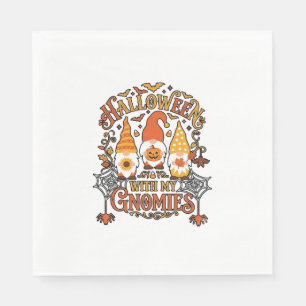 Halloween Gnomies Pumpkin Spider Web Bats_1 Napkin