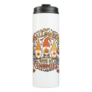 Halloween Gnomies Pumpkin Spider Web Bats_1 Thermal Tumbler