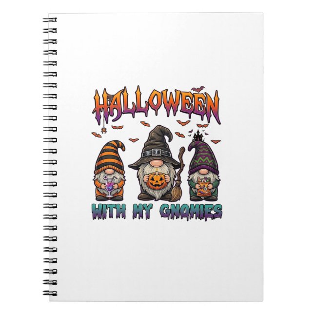 Halloween Gnomies Three Gnomes Witch Hat Pumpkin_1 Notebook (Front)