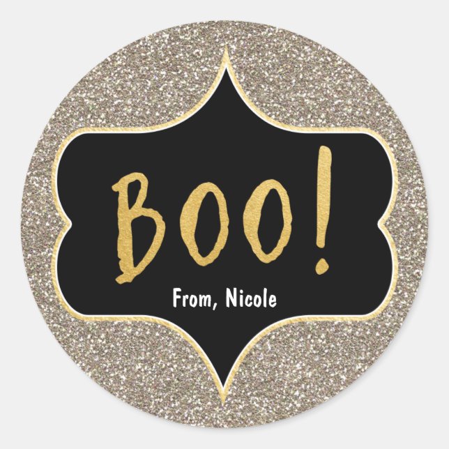 Halloween Gold BOO Golden Glitter Chic Sticker (Front)