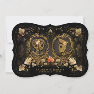 Halloween Gold Elegance Skeleton Bracket-together Invitation