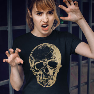Halloween Gold Skull T-shirt Women