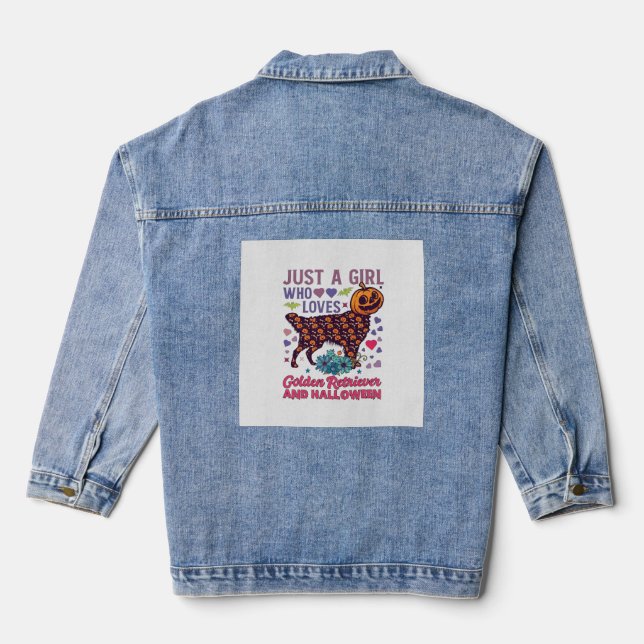 Halloween Golden Retriever_1 Denim Jacket (Back)