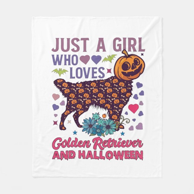 Halloween Golden Retriever_1 Fleece Blanket (Front)