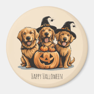 Halloween Golden Retriever Dogs Jack O Lantern Magnet