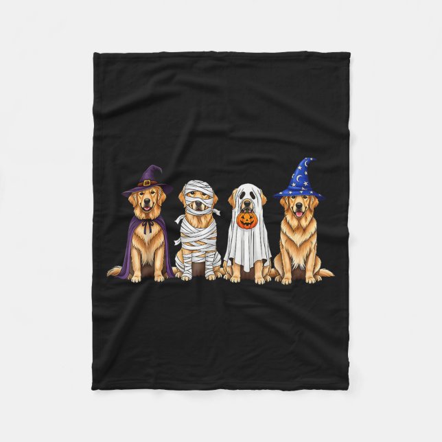 Halloween Golden Retriever Ghost Soky Dog Lovers D Fleece Blanket (Front)