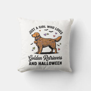 Halloween Golden Retriever Girl Dog Mum Vintage Ar Cushion