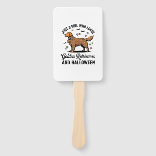 Halloween Golden Retriever Girl Dog Mum Vintage Ar Hand Fan