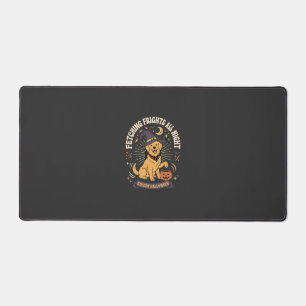 Halloween Golden Retriever Pumpkin Mischief Desk Mat