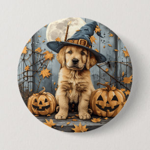 Halloween Golden Retriever Puppy Jack O Lanterns 7.5 Cm Round Badge