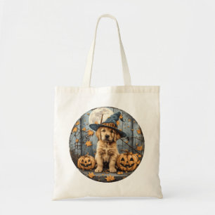 Halloween Golden Retriever Puppy Jack O Lanterns Tote Bag