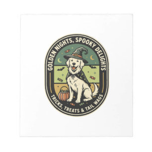 Halloween Golden Retriever Spooky Night Club Notepad