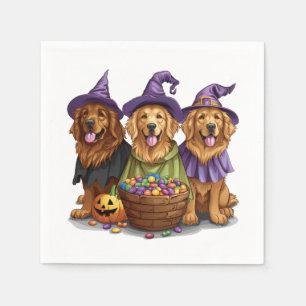 Halloween Golden Retriever Witch Dogs Napkin