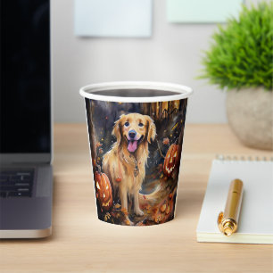 Halloween Golden Retriever With Pumpkins Scary Paper Cups