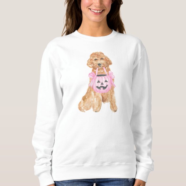 Halloween Goldendoodle Pumpkin Trick or Treating  Sweatshirt (Front)