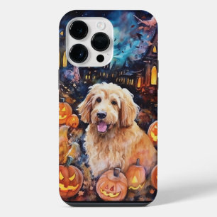 Halloween Goldendoodle With Pumpkins Scary iPhone 14 Pro Max Case