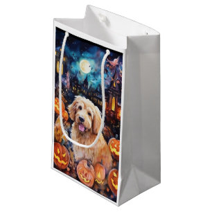Halloween Goldendoodle With Pumpkins Scary Small Gift Bag