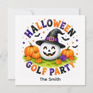 Halloween Golf Party Witch Hat Golf Ball Invitation