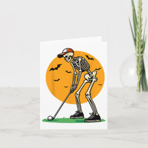 Halloween Golf Skeleton Golfer Funny Halloween Gol Card