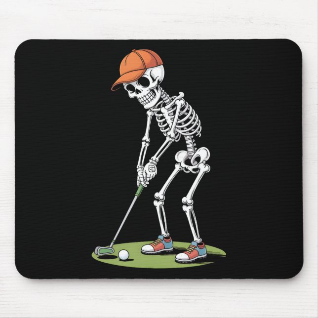 Halloween Golfer Golf Player Skeleton Golf Funny M Mouse Pad (Front)