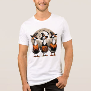 Halloween Goose Boo Ghost Autumn Pumpkin Tri-Blend Shirt