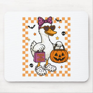 Halloween Goose Ghost Bow Coquette Trick Or Treat Mouse Pad