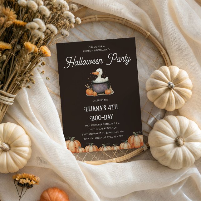 Halloween Goose Kids Birthday Pumpkin Decorating Invitation (Creator Uploaded)