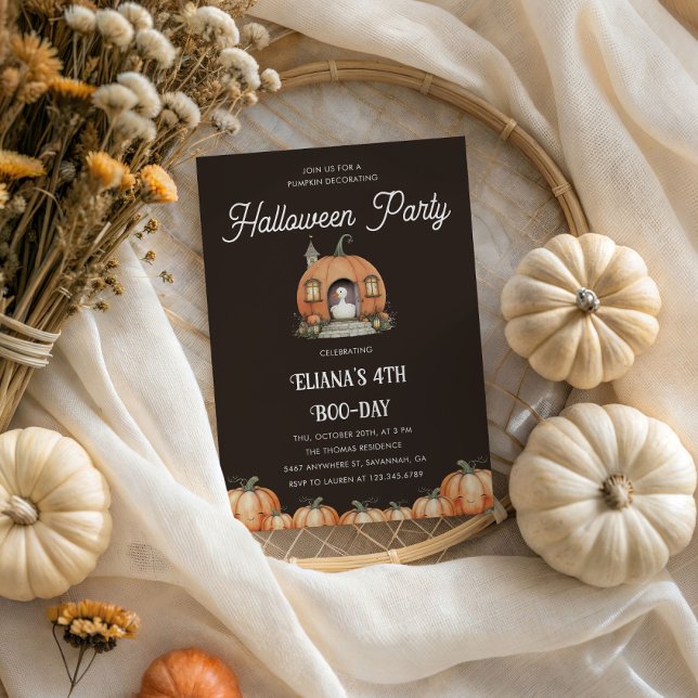 Halloween Goose Kids Birthday Pumpkin Decorating Invitation (Creator Uploaded)