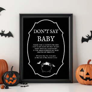 Halloween Goth Baby Shower Don't Say Baby Game Poster
