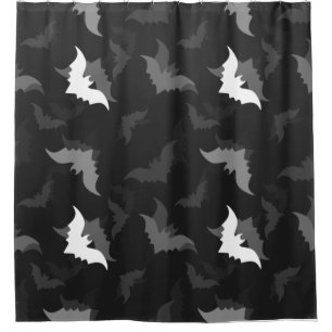 halloween goth black bats shower curtain