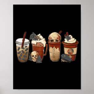 Halloween Goth girl coffee pumpkin spice latte ice Poster