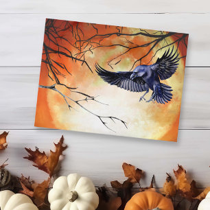 Halloween Goth Raven Crow Moon Scene Postcard