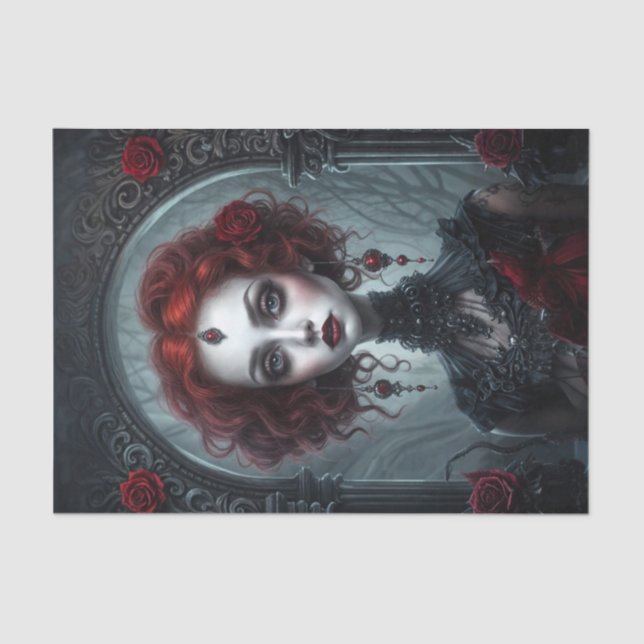 Halloween Goth Red Vamp Queen  Tissue Paper (Front)
