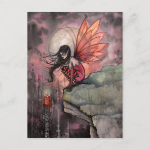 Halloween Gothic Autumn Fairy and Candle Postcard
