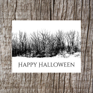 Halloween Gothic Black White Creepy Holiday Postcard