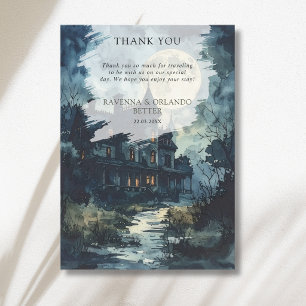 Halloween Gothic Castle Moon Thank You Card